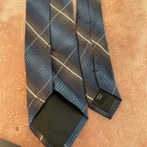 Pronto Uomo Blue and Brown Plaid Tie - Picture 5 of 8